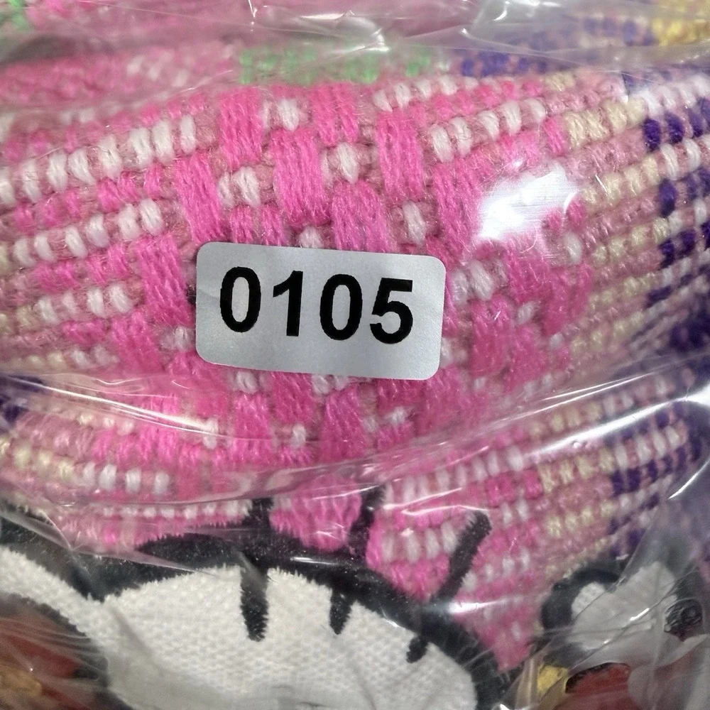 Vintage Sanrio Hello Kitty Woven Backpack Pink Striped Jerga Drug Rug Y2K Bag